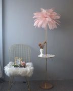 Lampadaire en plumes forme palmier, avec plateau, 115 ou 160 cm