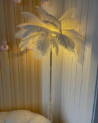 Lampadaire en plumes forme palmier, avec plateau, 115 ou 160 cm