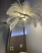 Lampadaire en plumes forme palmier, avec plateau, 115 ou 160 cm