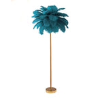 Lampadaire en plumes forme palmier, avec plateau, 115 ou 160 cm, bleu