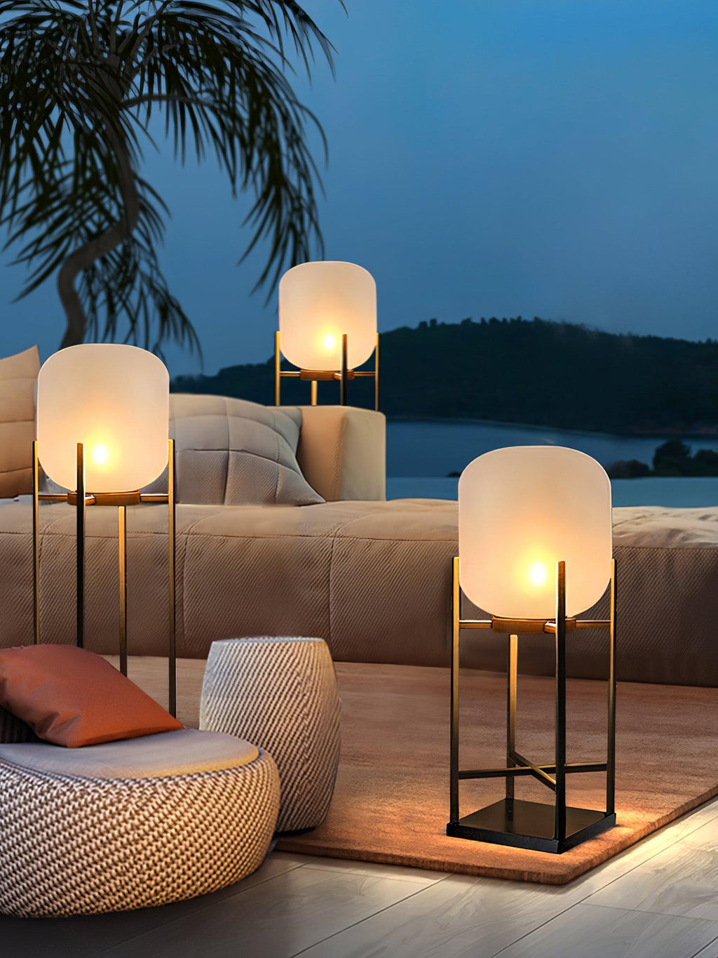 Lampadaire d'extérieur solaire ou filaire, acier et verre, IP65