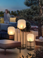 Lampadaire d'extérieur solaire ou filaire, acier et verre, IP65