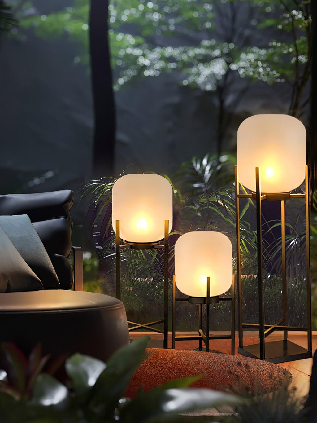 Lampadaire d'extérieur solaire ou filaire, acier et verre, IP65