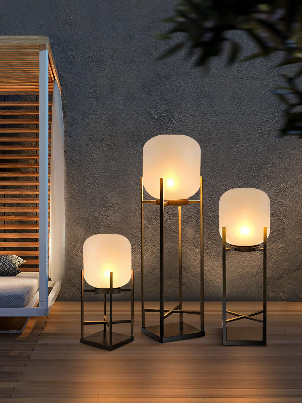 Lampadaire d'extérieur solaire ou filaire, acier et verre, IP65