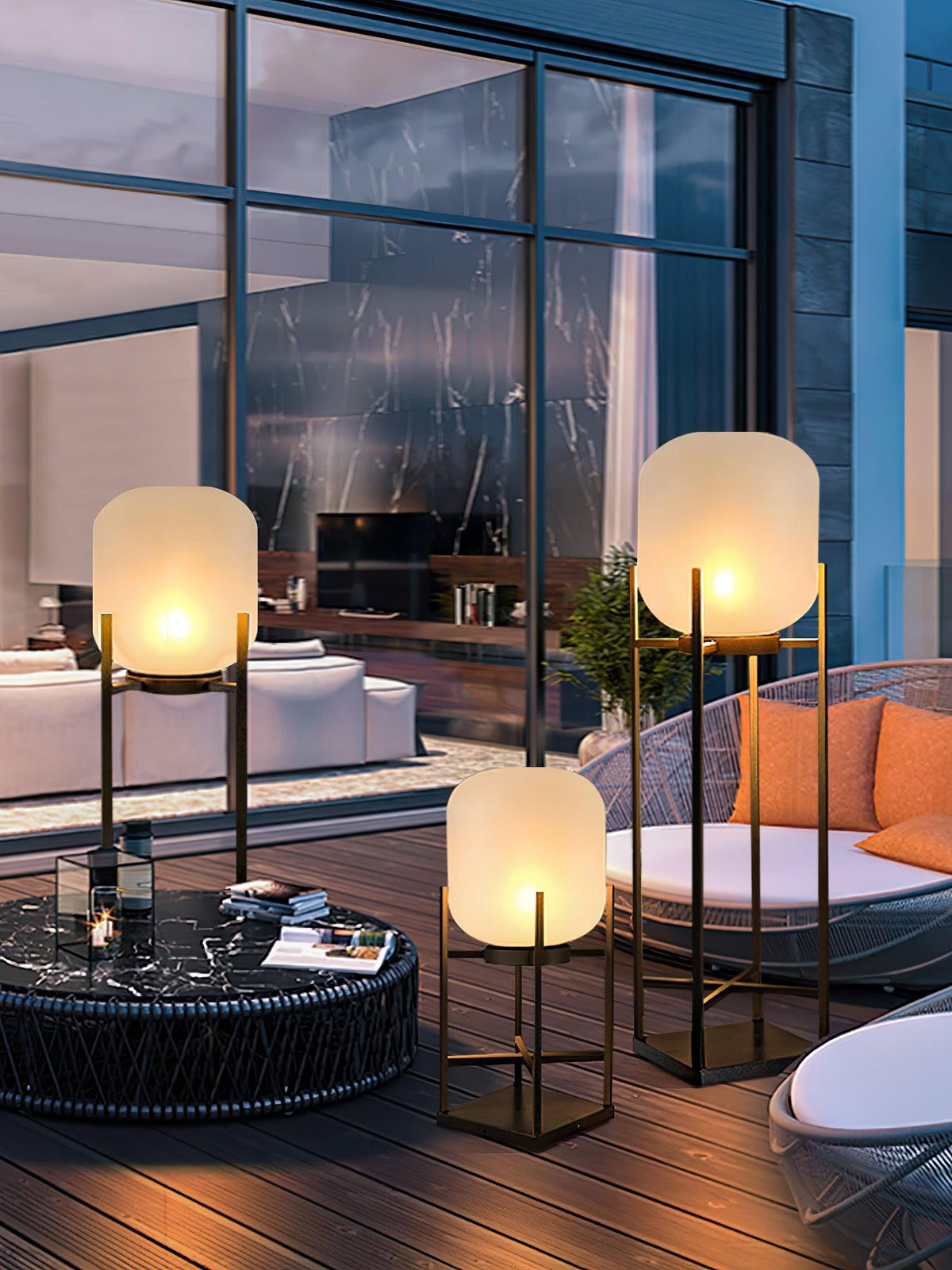 Lampadaire d'extérieur solaire ou filaire, acier et verre, IP65