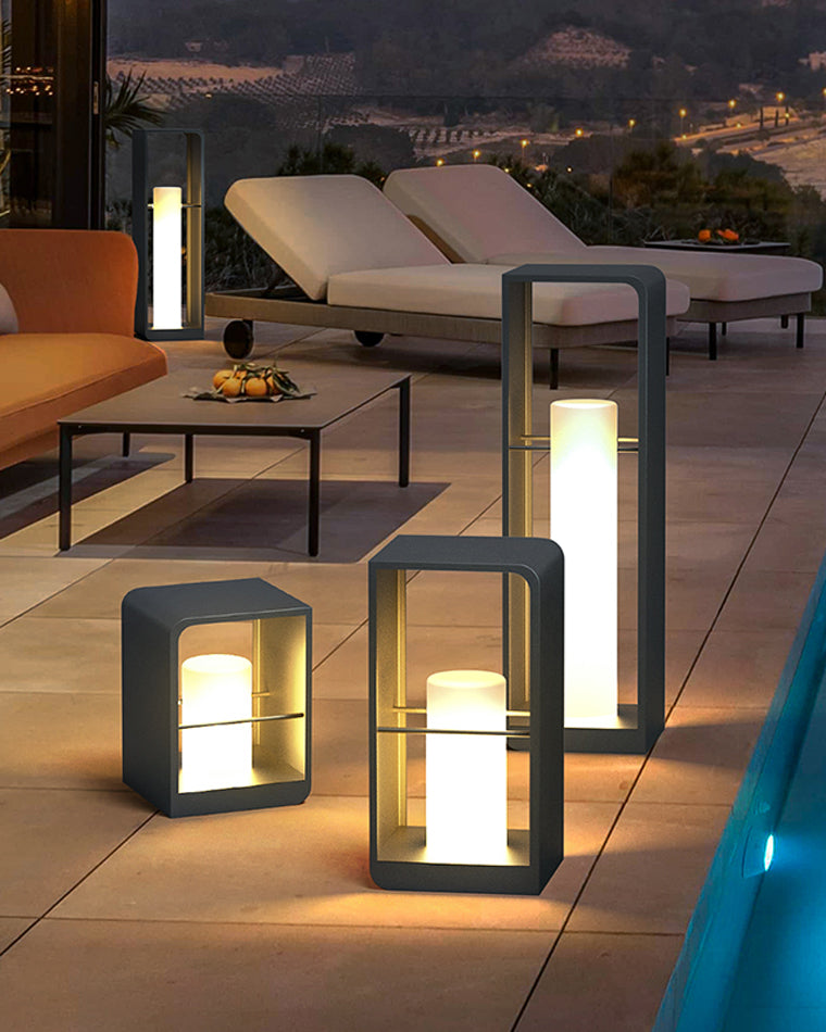 Lampadaire solaire extérieur noir, IP65, trois hauteurs