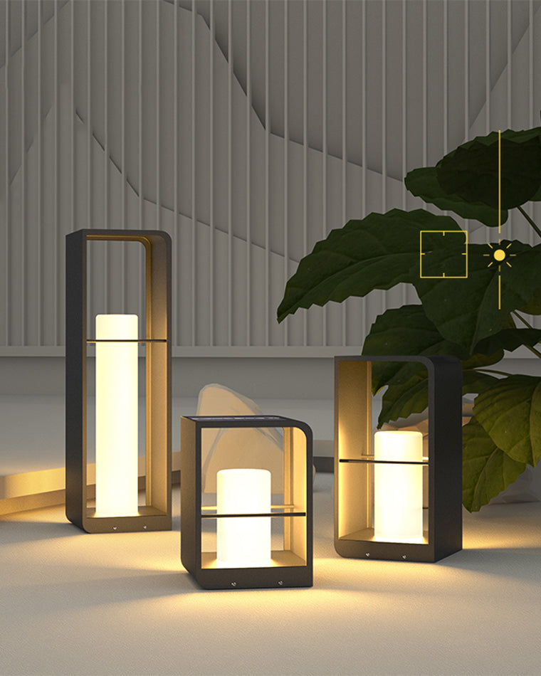 Lampadaire solaire extérieur noir, IP65, trois hauteurs