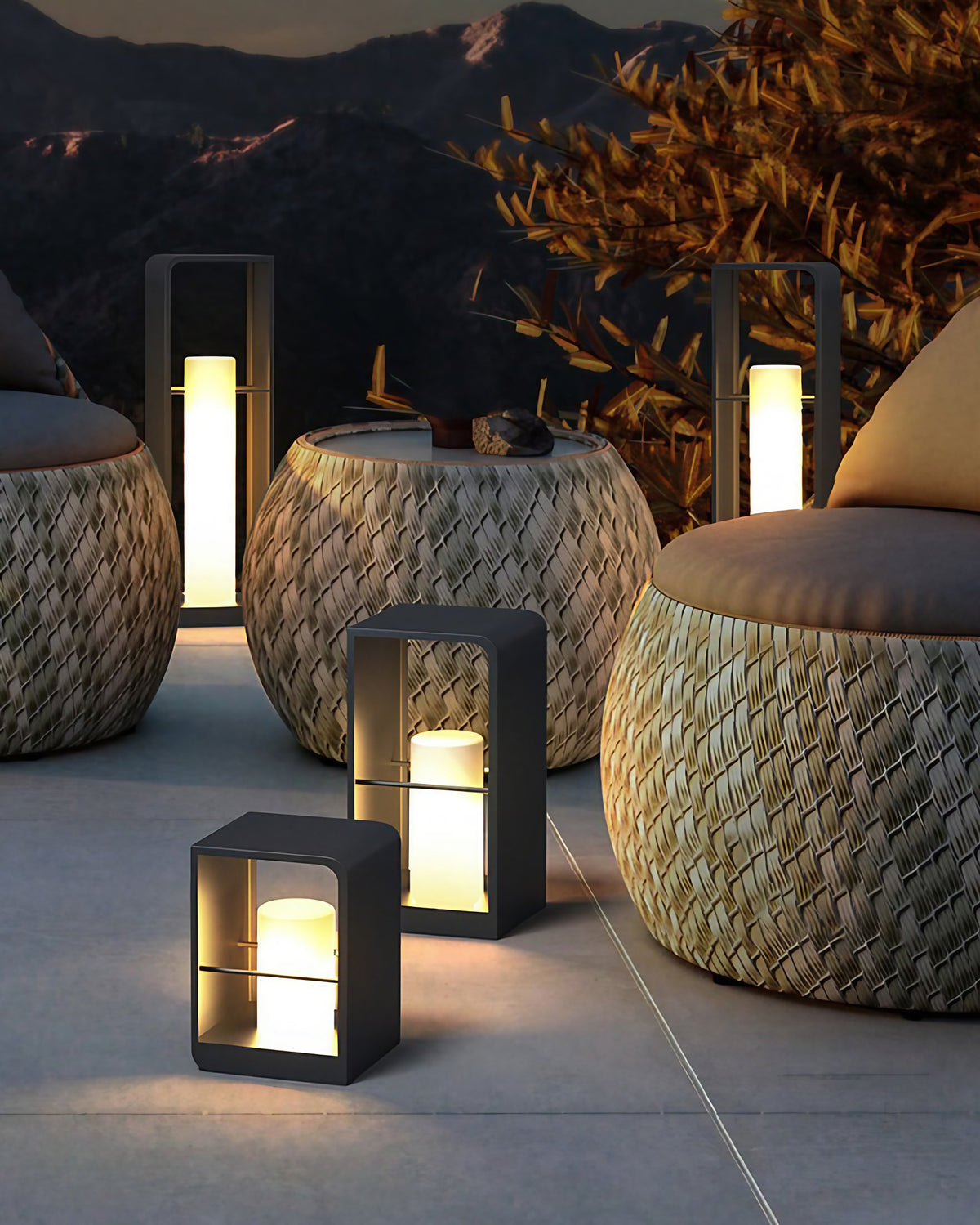 Lampadaire solaire extérieur noir, IP65, trois hauteurs