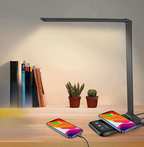 Lampe de bureau LED à bras flexible avec port de charge USB, noir foncé
