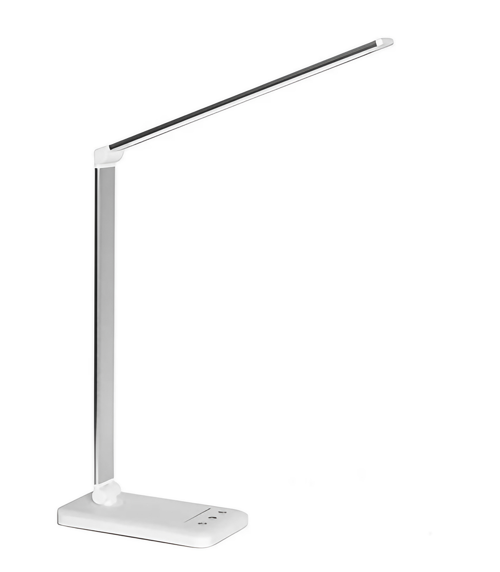 Lampe de bureau LED à bras flexible avec port de charge USB, argenté
