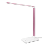 Lampe de bureau LED à bras flexible avec port de charge USB, rose