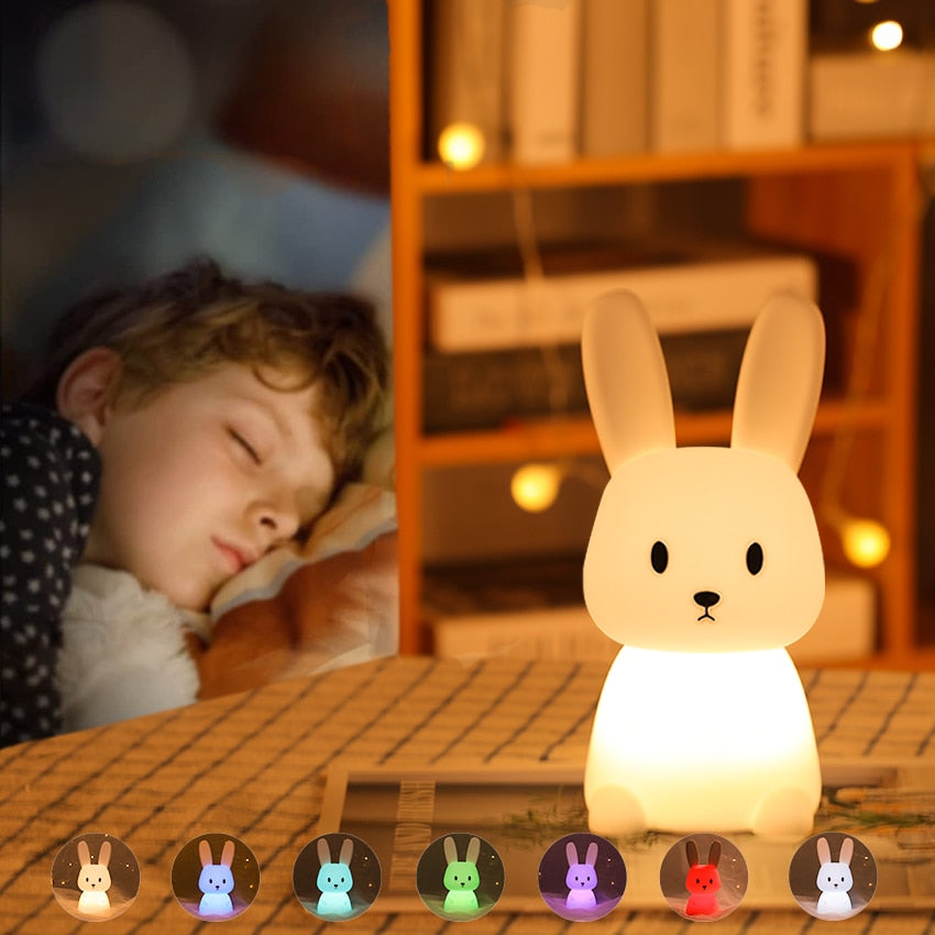 Veilleuse enfant tactile en forme d'animal, LED sept couleurs