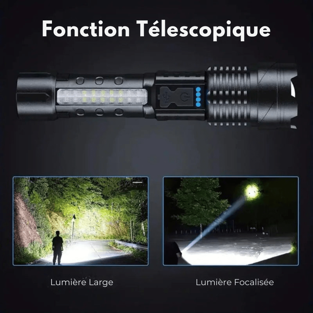 Lampe torche LED rechargeable 5000 lumens, aluminium, IP64