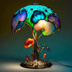 Lampe à poser en vitrail de verre coloré, huit motifs au choix