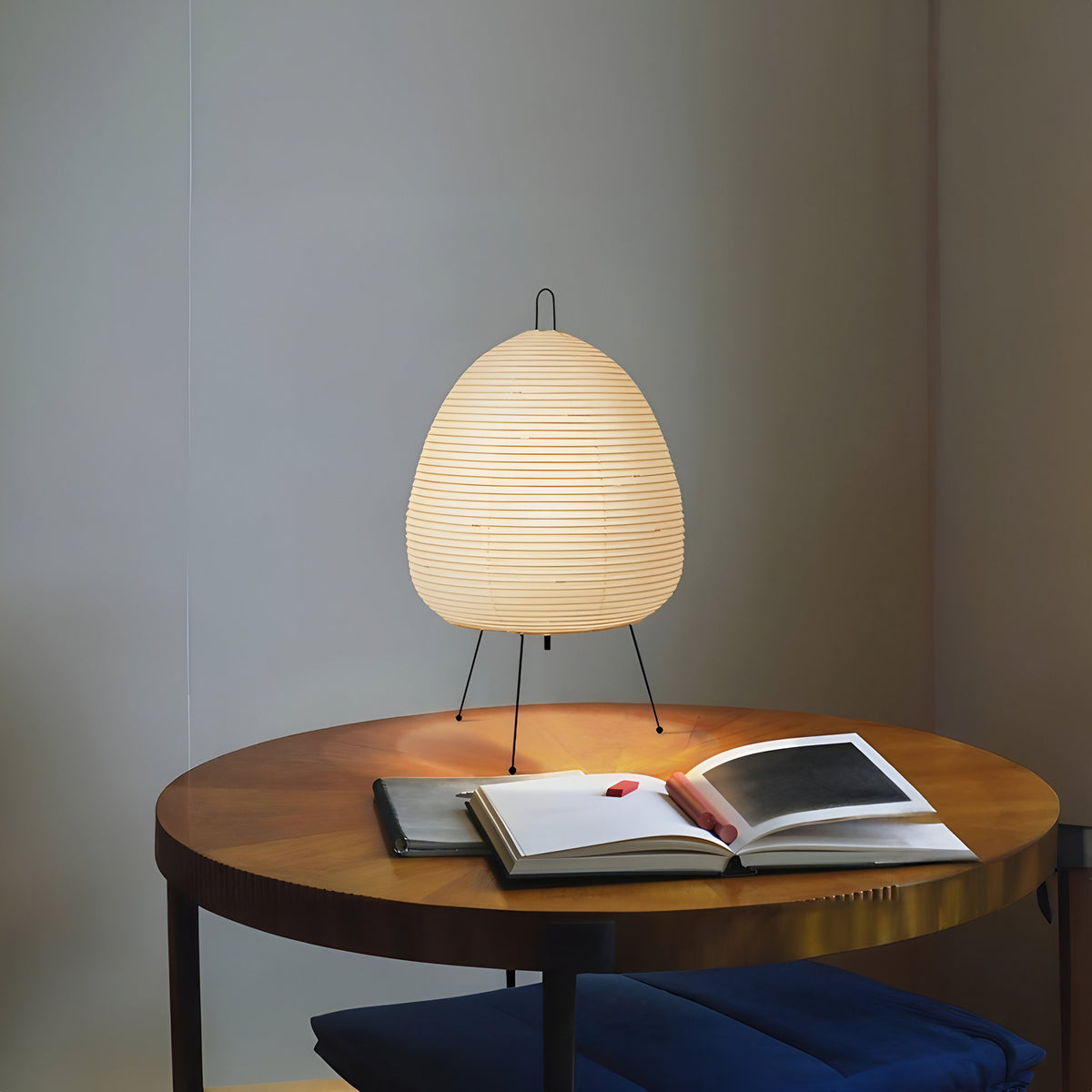 Lampe à poser en papier de riz imprimé, esprit japonais, 47 x 28 cm