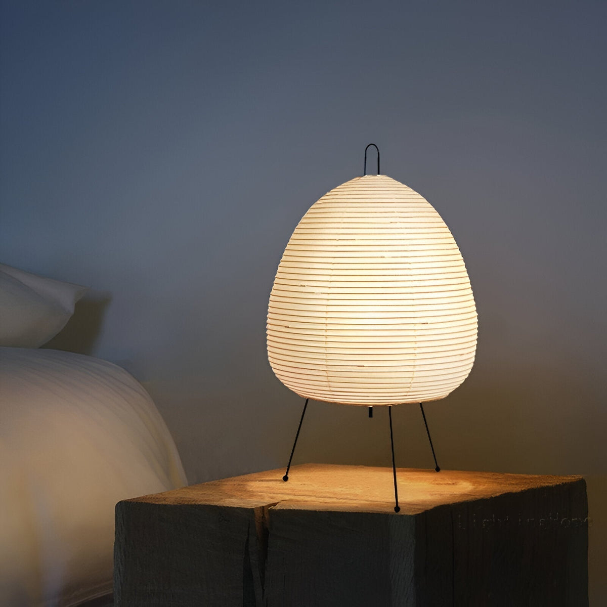 Lampe à poser en papier de riz imprimé, esprit japonais, 47 x 28 cm