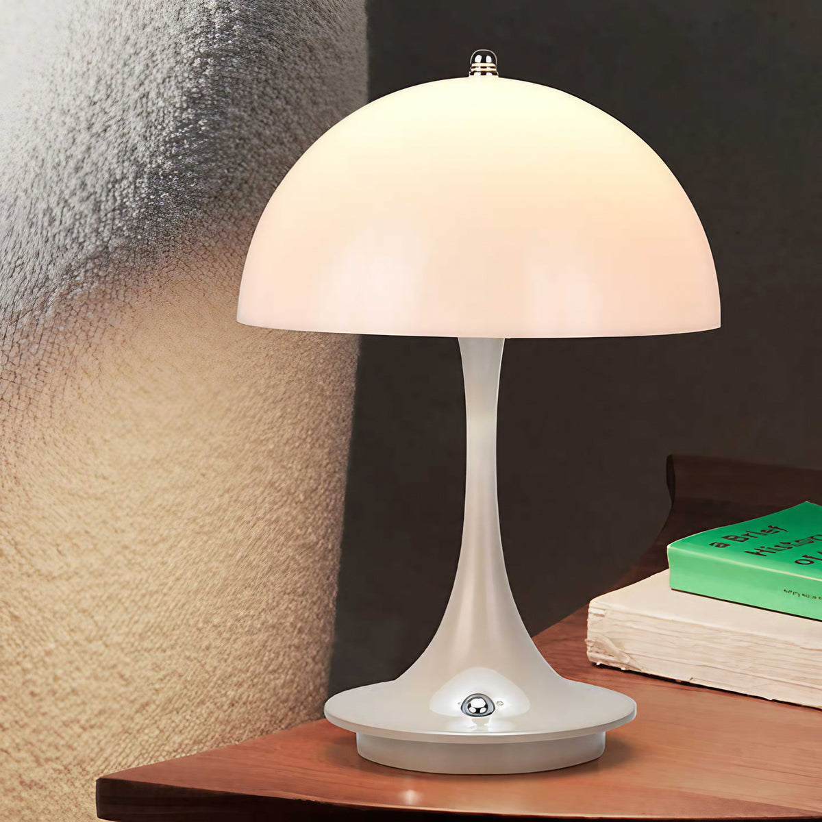 Lampe de table LED rechargeable en métal et verre, intensité réglable