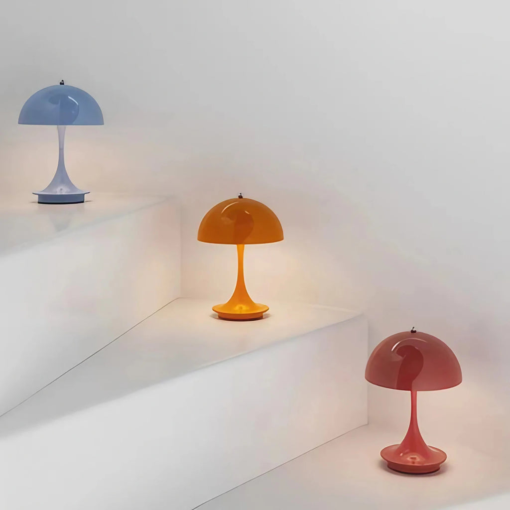 Lampe de table LED rechargeable en métal et verre, intensité réglable, gris
