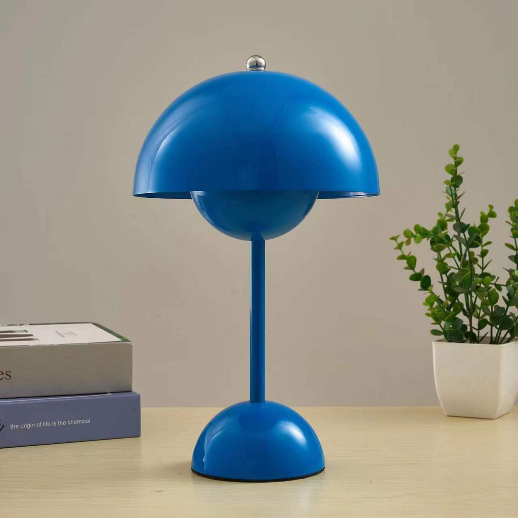 Lampe de table LED sans fil esprit années 60, huit coloris, bleu