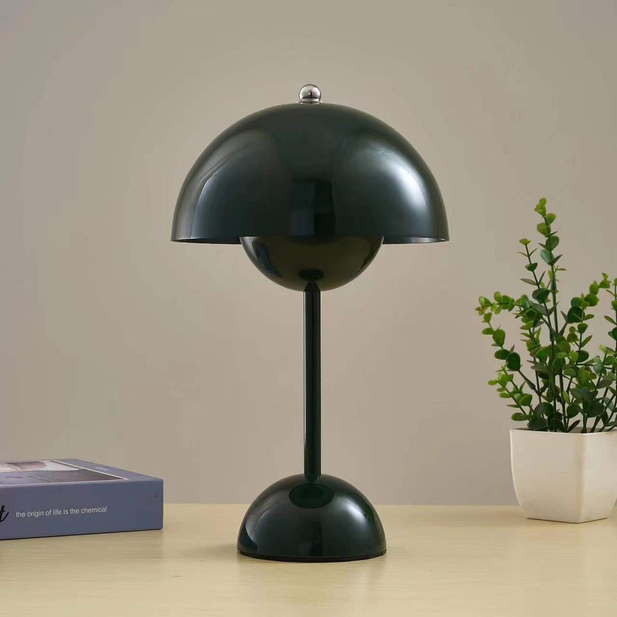 Lampe de table LED sans fil esprit années 60, huit coloris, vert foncé