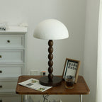 Lampe à poser abat-jour en papier de riz, pied bois et métal