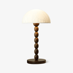 Lampe à poser abat-jour en papier de riz, pied bois et métal