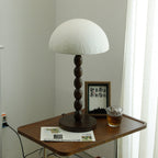 Lampe à poser abat-jour en papier de riz, pied bois et métal