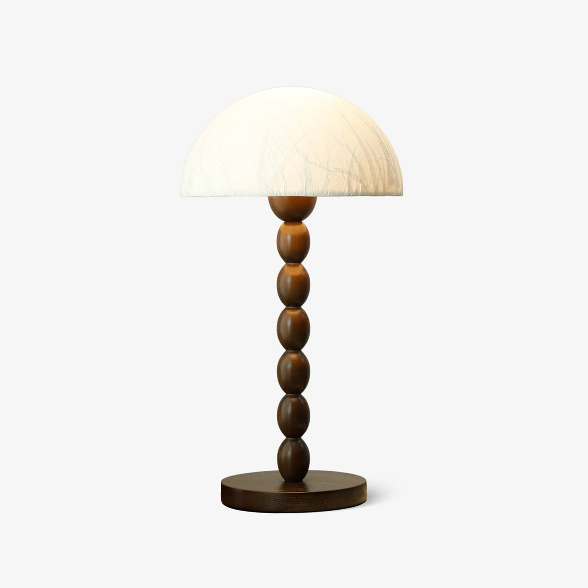 Lampe à poser abat-jour en papier de riz, pied bois et métal