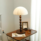 Lampe à poser abat-jour en papier de riz, pied bois et métal