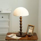 Lampe à poser abat-jour en papier de riz, pied bois et métal