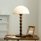 Lampe à poser abat-jour en papier de riz, pied bois et métal