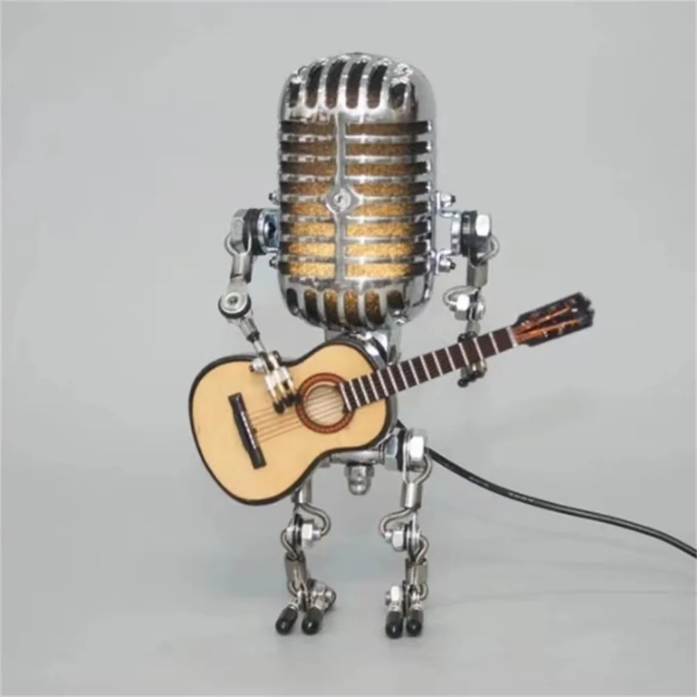 Lampe de table robot guitariste, intensité réglable, jaune