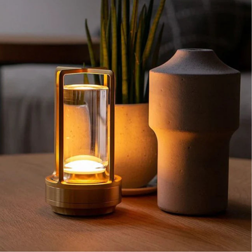 Petite lampe sans fil en aluminium, 17,5 cm, doré, argenté ou noir