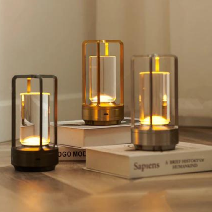Petite lampe sans fil en aluminium, 17,5 cm, doré, argenté ou noir