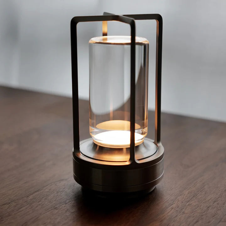 Petite lampe sans fil en aluminium, 17,5 cm, doré, argenté ou noir