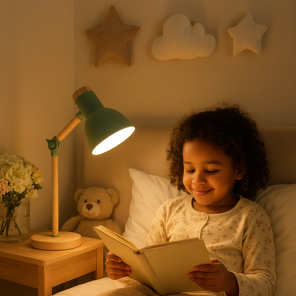 Lampe de table scandinave en bois, abat-jour en métal, 45 cm