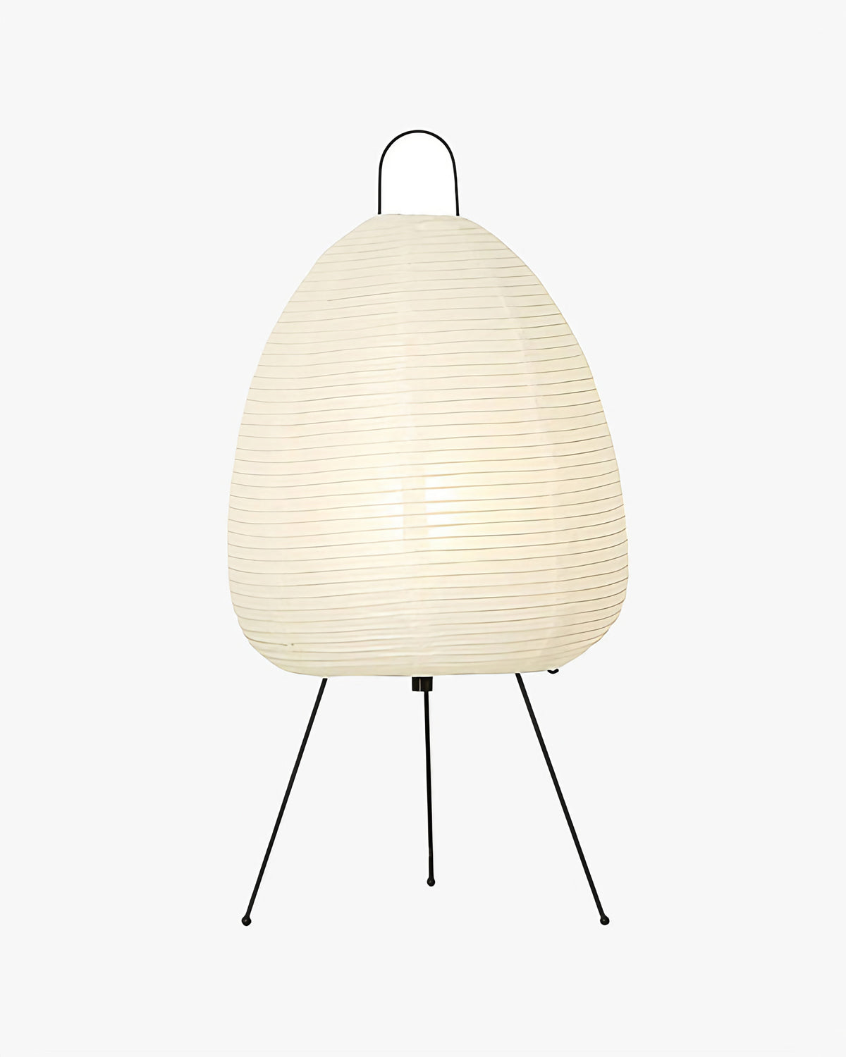 Lampe lanterne en papier de riz sur trépied en métal, 43 cm