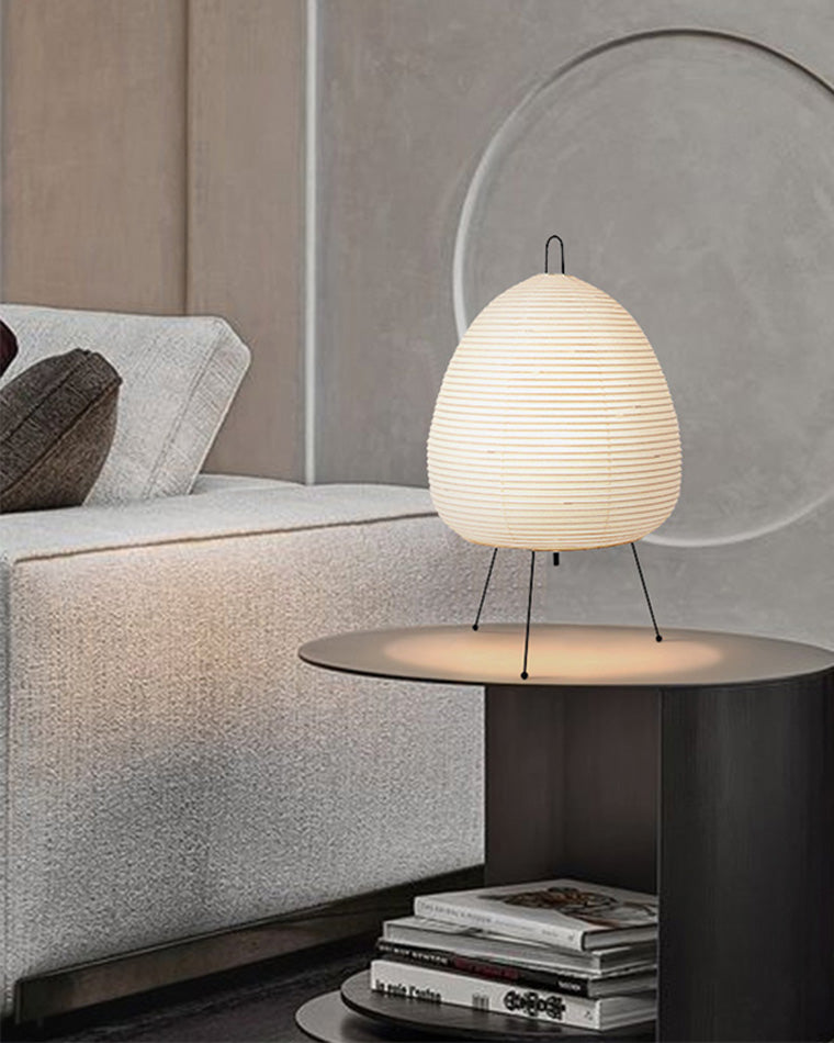 Lampe lanterne en papier de riz sur trépied en métal, 43 cm