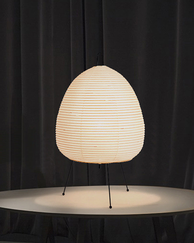 Lampe lanterne en papier de riz sur trépied en métal, 43 cm