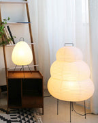 Lampe lanterne en papier de riz sur trépied en métal, 43 cm