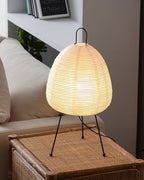 Lampe lanterne en papier de riz sur trépied en métal, 43 cm
