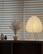 Lampe lanterne en papier de riz sur trépied en métal, 43 cm