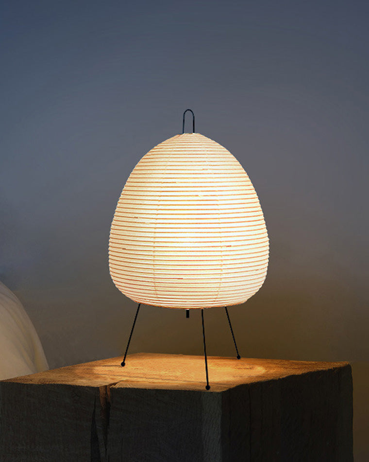 Lampe lanterne en papier de riz sur trépied en métal, 43 cm