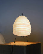 Lampe lanterne en papier de riz sur trépied en métal, 43 cm