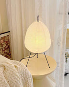 Lampe lanterne en papier de riz sur trépied en métal, 43 cm