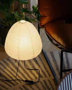 Lampe lanterne en papier de riz sur trépied en métal, 43 cm
