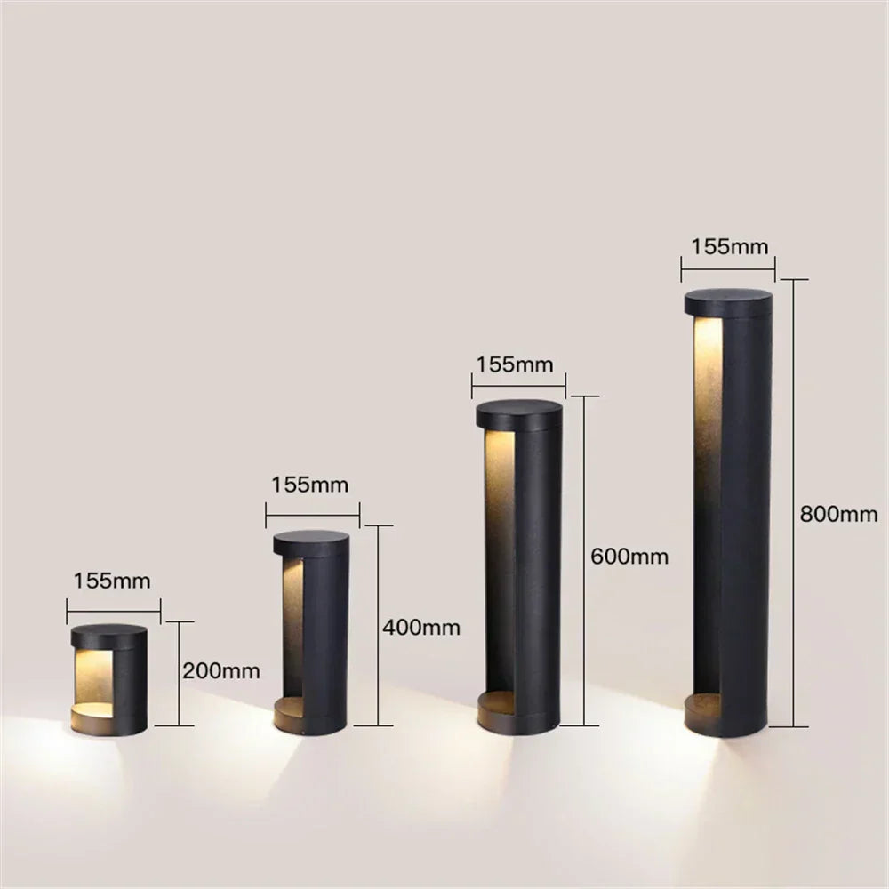 Borne lumineuse extérieure LED IP65 avec piquet, quatre hauteurs