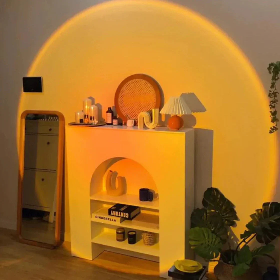 Lampe LED effet coucher de soleil, têtes interchangeables, USB