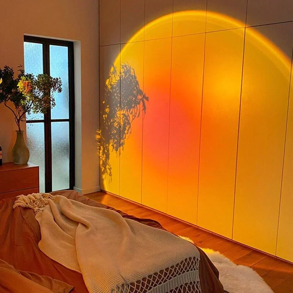 Lampe LED effet coucher de soleil, têtes interchangeables, USB