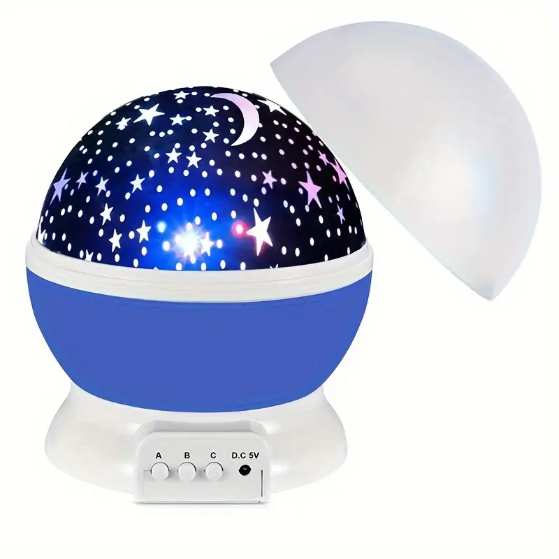 Veilleuse projecteur d'étoiles LED rotative, bleu ou rose
